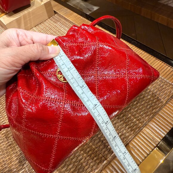 Best Price‼️Tory Burch Willa E/W Drawstring Bag 175743 Berry $500 - Picture 11 of 11